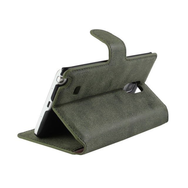 Frosted Surface Leather Case with Holder & Card Slots for Galaxy Note Edge / N915