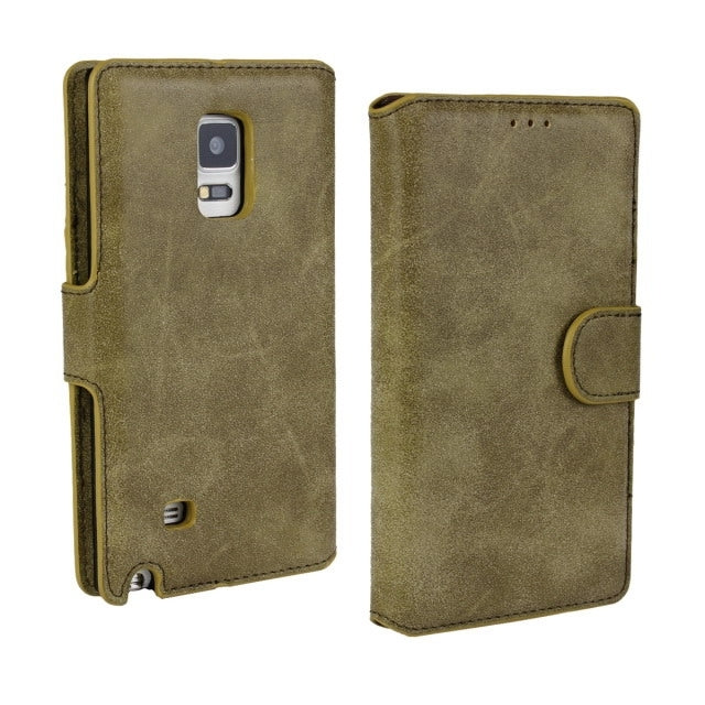 Frosted Surface Leather Case with Holder & Card Slots for Galaxy Note Edge / N915
