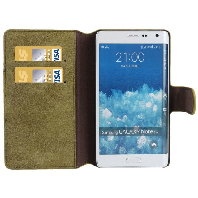 Frosted Surface Leather Case with Holder & Card Slots for Galaxy Note Edge / N915
