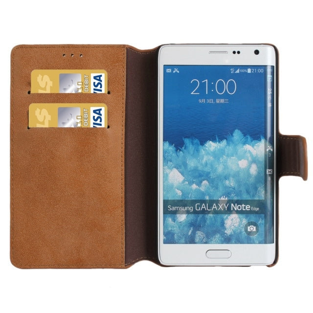 Frosted Surface Leather Case with Holder & Card Slots for Galaxy Note Edge / N915