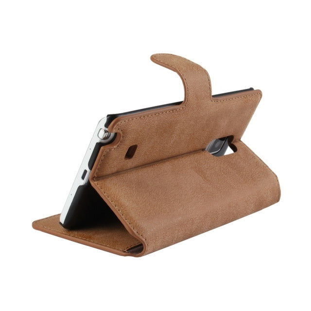 Frosted Surface Leather Case with Holder & Card Slots for Galaxy Note Edge / N915