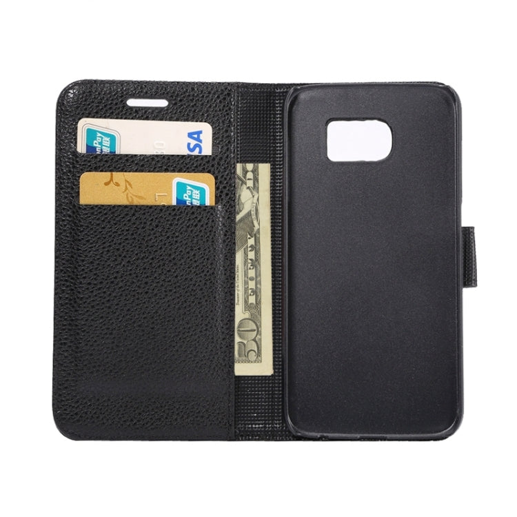 For Galaxy S6 Litchi Texture Leather Case with Holder & Card Slots & Wallet