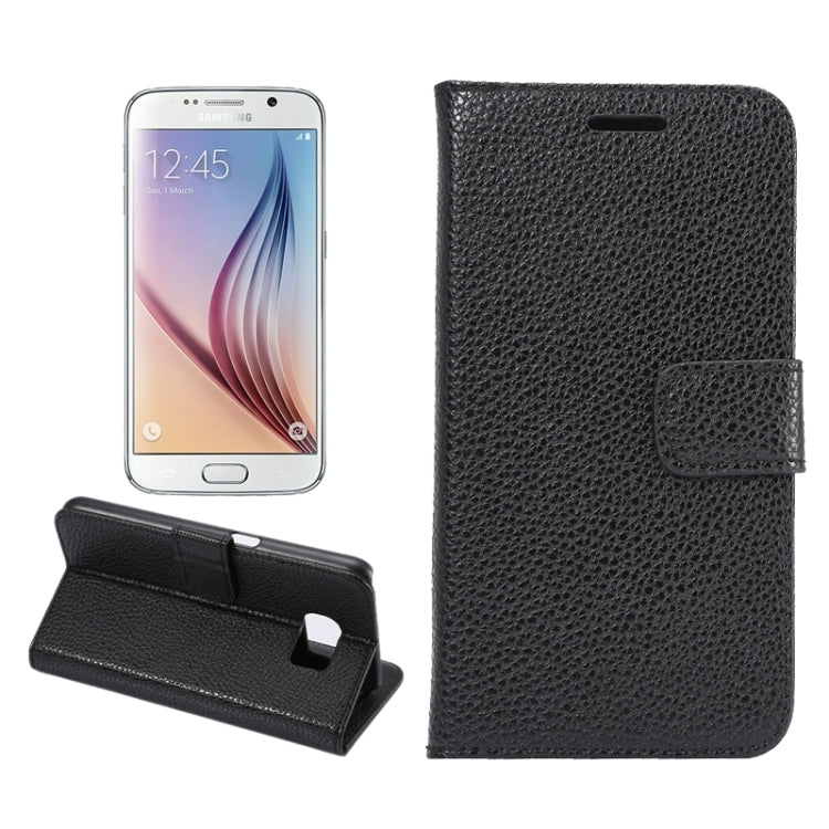 For Galaxy S6 Litchi Texture Leather Case with Holder & Card Slots & Wallet