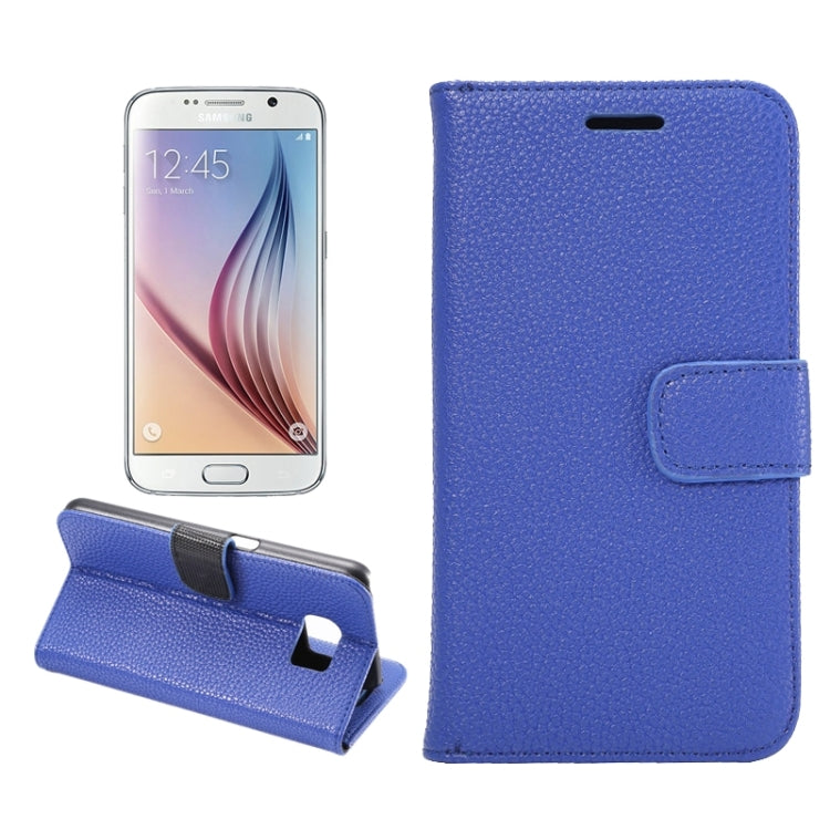 For Galaxy S6 Litchi Texture Leather Case with Holder & Card Slots & Wallet