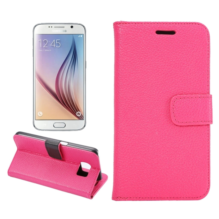 For Galaxy S6 Litchi Texture Leather Case with Holder & Card Slots & Wallet