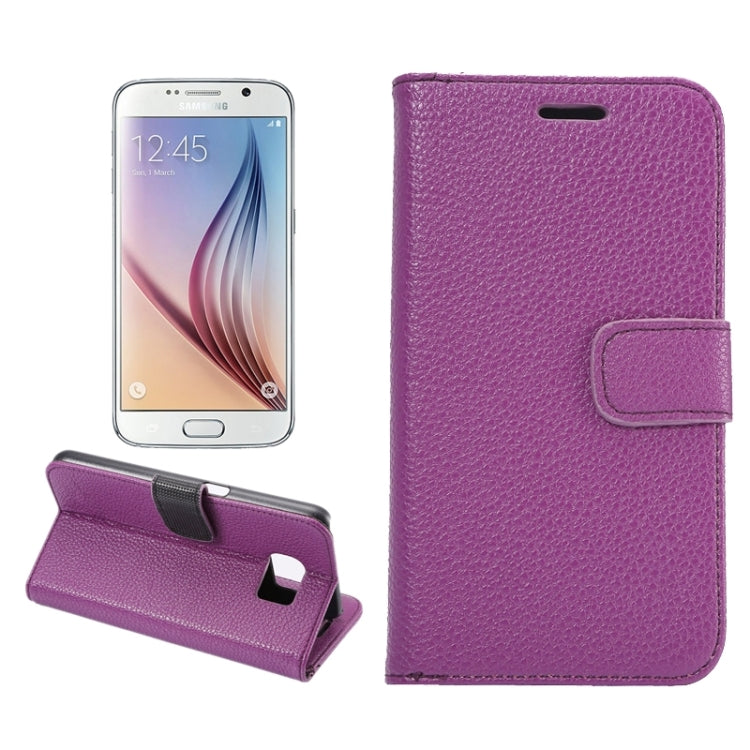 For Galaxy S6 Litchi Texture Leather Case with Holder & Card Slots & Wallet