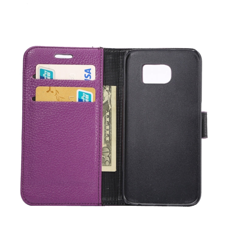 For Galaxy S6 Litchi Texture Leather Case with Holder & Card Slots & Wallet