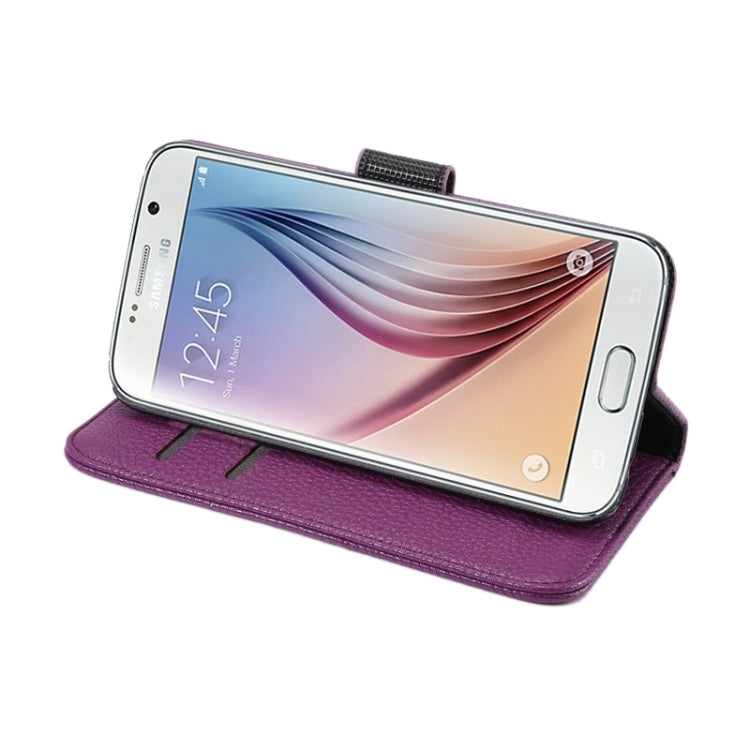 For Galaxy S6 Litchi Texture Leather Case with Holder & Card Slots & Wallet