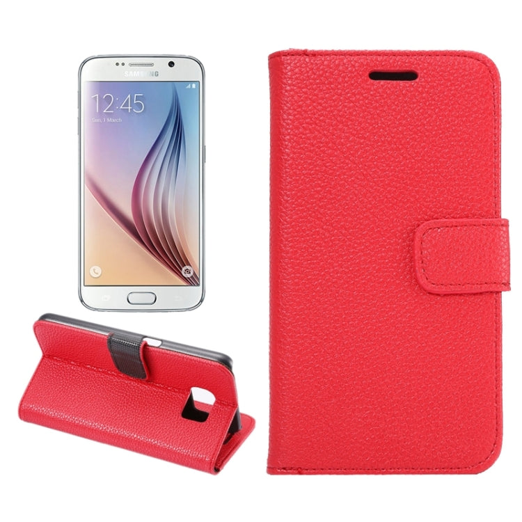 For Galaxy S6 Litchi Texture Leather Case with Holder & Card Slots & Wallet