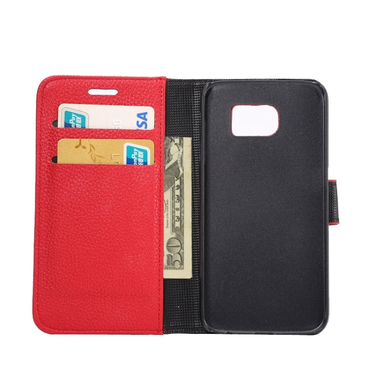 For Galaxy S6 Litchi Texture Leather Case with Holder & Card Slots & Wallet