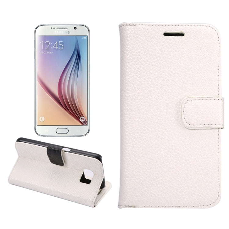 For Galaxy S6 Litchi Texture Leather Case with Holder & Card Slots & Wallet