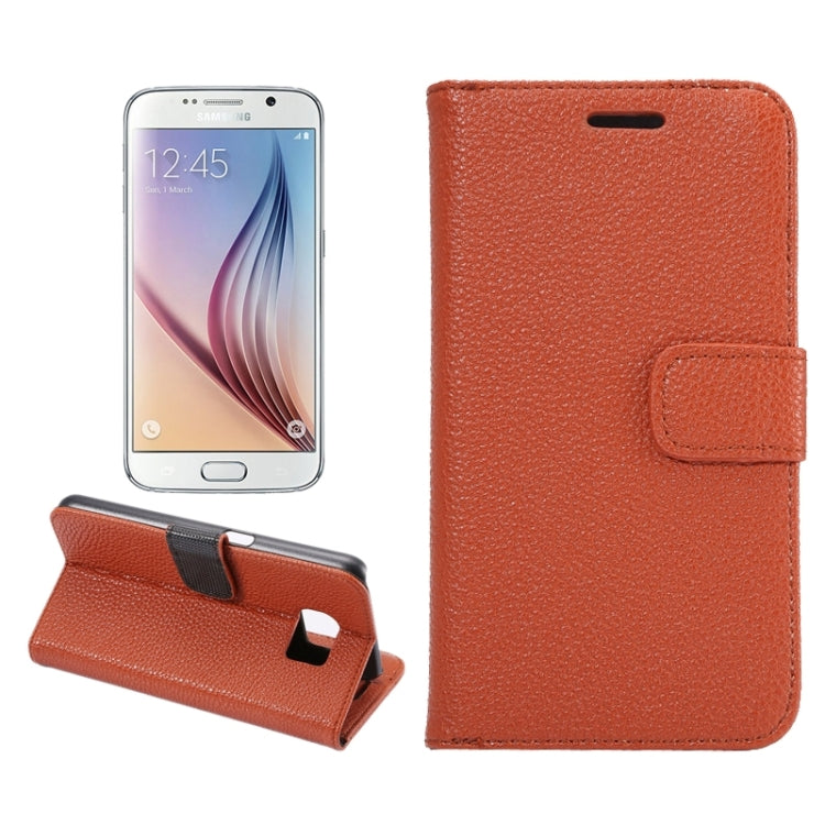 For Galaxy S6 Litchi Texture Leather Case with Holder & Card Slots & Wallet