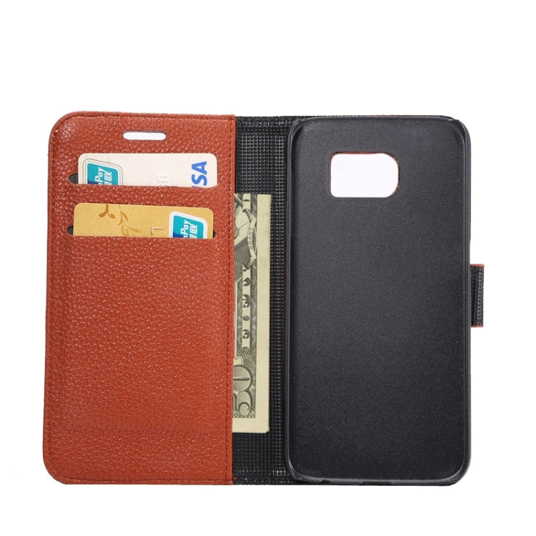 For Galaxy S6 Litchi Texture Leather Case with Holder & Card Slots & Wallet