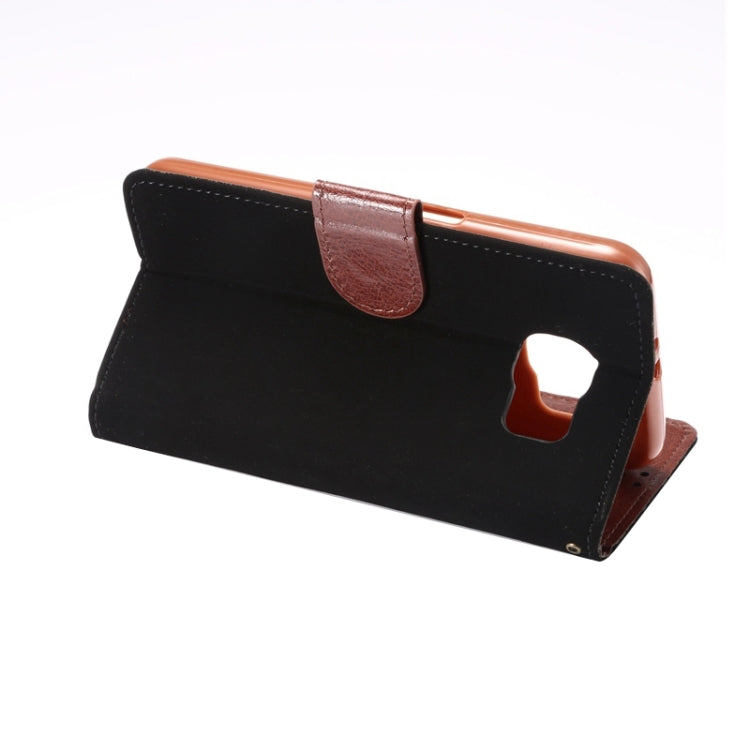 For Galaxy S6 Canvas Texture Leather Case with Holder & Card Slots