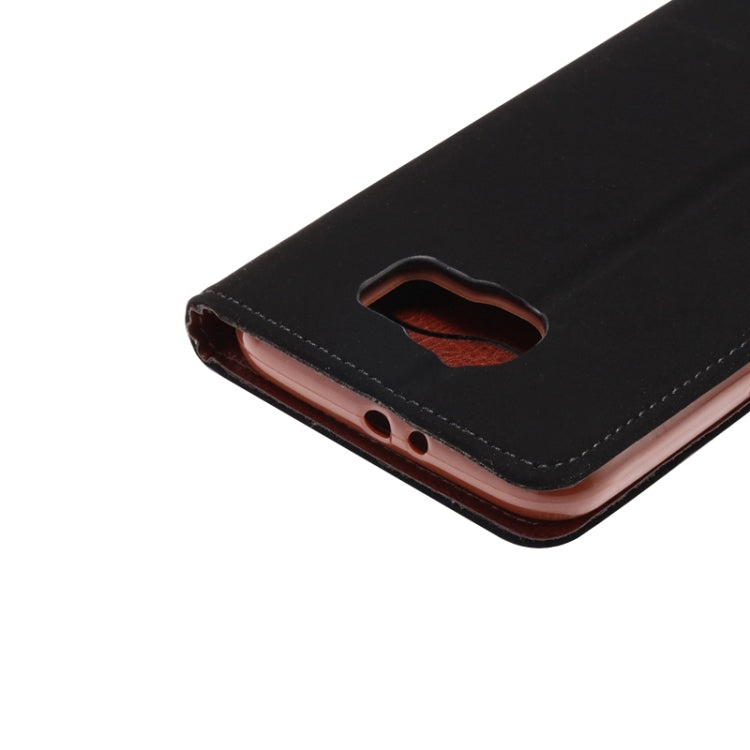 For Galaxy S6 Canvas Texture Leather Case with Holder & Card Slots