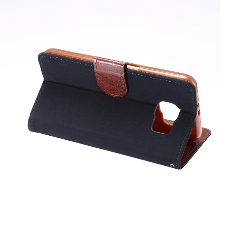 For Galaxy S6 Canvas Texture Leather Case with Holder & Card Slots