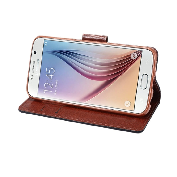 For Galaxy S6 Canvas Texture Leather Case with Holder & Card Slots