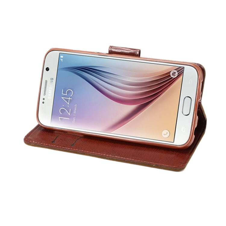 For Galaxy S6 Canvas Texture Leather Case with Holder & Card Slots
