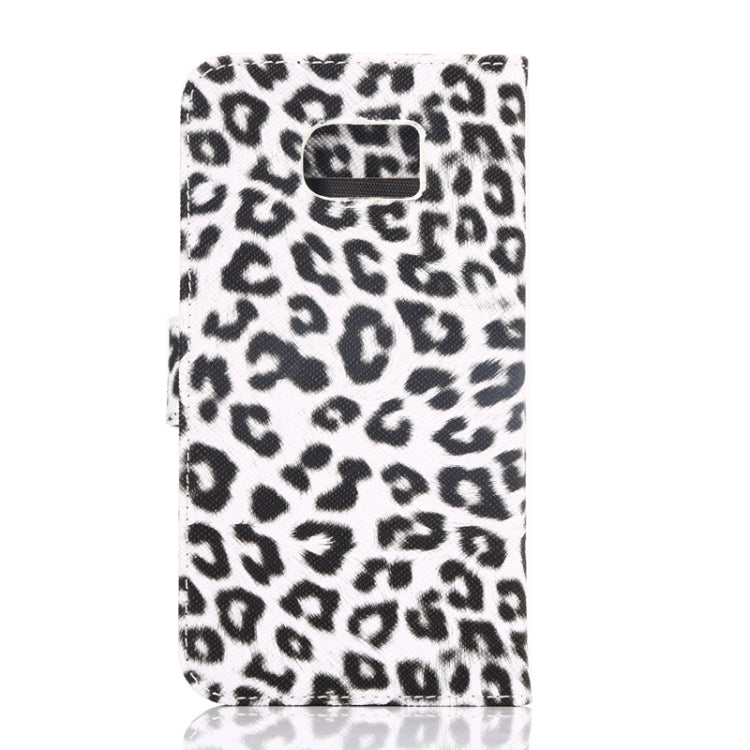 For Galaxy S6 Leopard Texture Leather Case with Holder & Card Slots & Wallet (White)