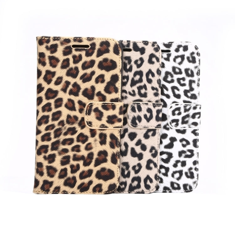 For Galaxy S6 Leopard Texture Leather Case with Holder & Card Slots & Wallet (White)