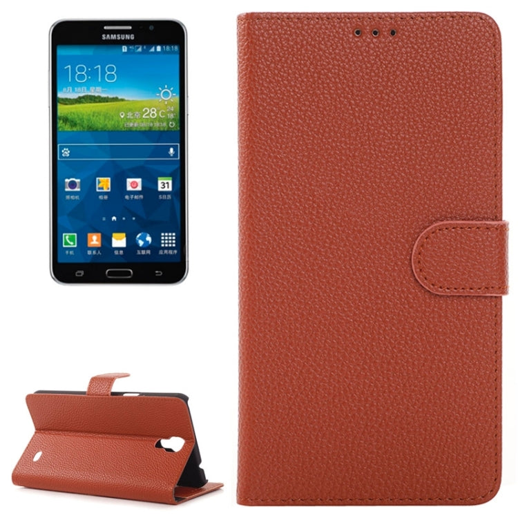 Litchi Texture Horizontal Flip Magnetic Buckle Leather Case with Card Slots & Wallet & Holder for Galaxy Mega 2 / G750F