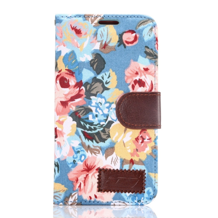 For Galaxy S6 Flower Pattern Cloth Texture Leather Case with Holder & Card Slots