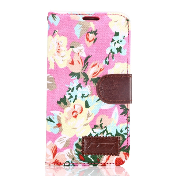 For Galaxy S6 Flower Pattern Cloth Texture Leather Case with Holder & Card Slots