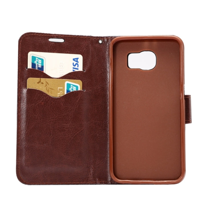 For Galaxy S6 Flower Pattern Cloth Texture Leather Case with Holder & Card Slots