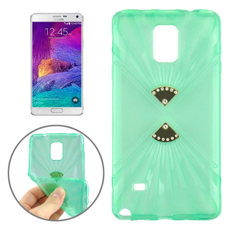 Ultra-thin Double Fans Texture Diamond-encrusted TPU Case for Galaxy Note 4 / N910