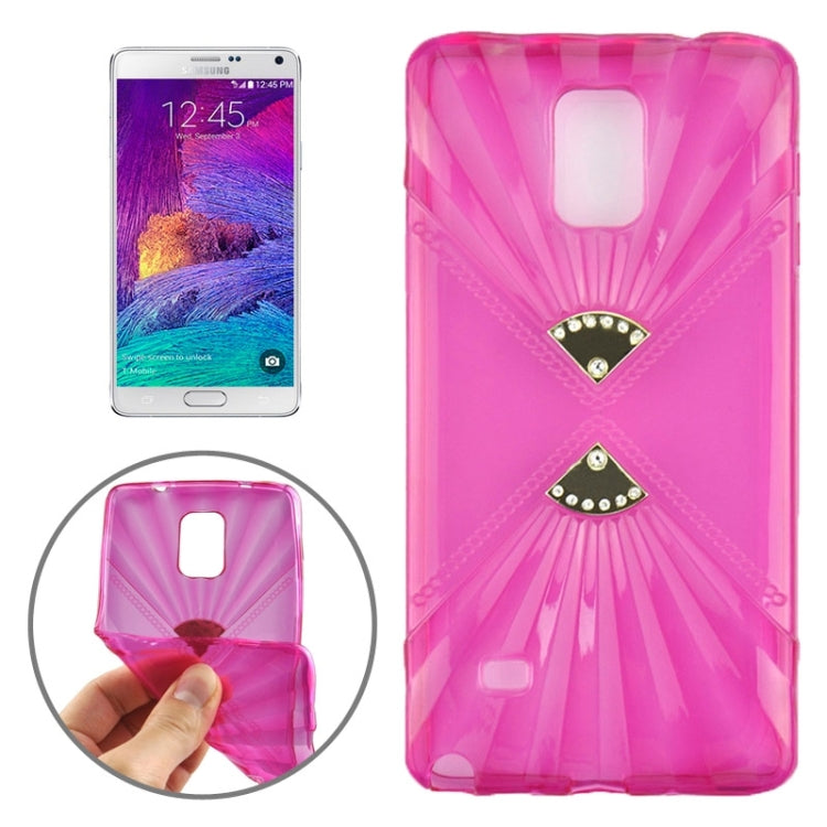 Ultra-thin Double Fans Texture Diamond-encrusted TPU Case for Galaxy Note 4 / N910