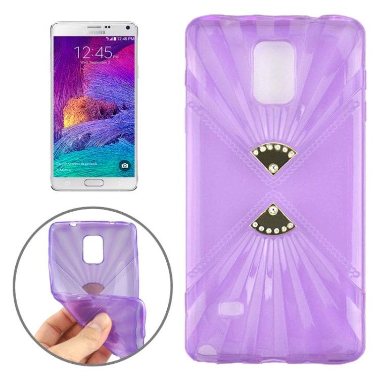 Ultra-thin Double Fans Texture Diamond-encrusted TPU Case for Galaxy Note 4 / N910
