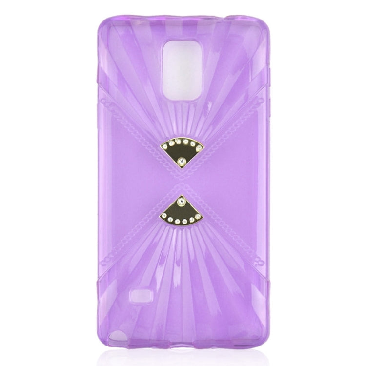Ultra-thin Double Fans Texture Diamond-encrusted TPU Case for Galaxy Note 4 / N910