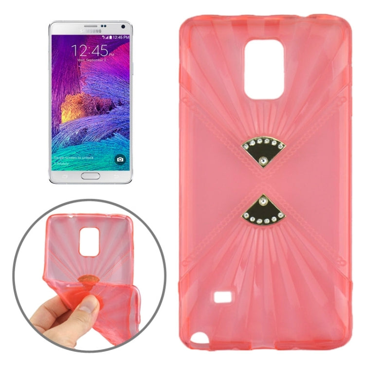 Ultra-thin Double Fans Texture Diamond-encrusted TPU Case for Galaxy Note 4 / N910