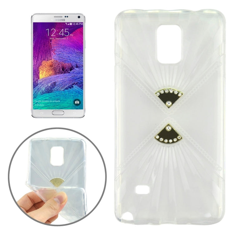Ultra-thin Double Fans Texture Diamond-encrusted TPU Case for Galaxy Note 4 / N910