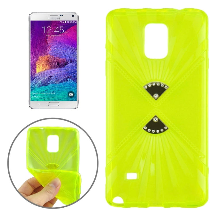 Ultra-thin Double Fans Texture Diamond-encrusted TPU Case for Galaxy Note 4 / N910