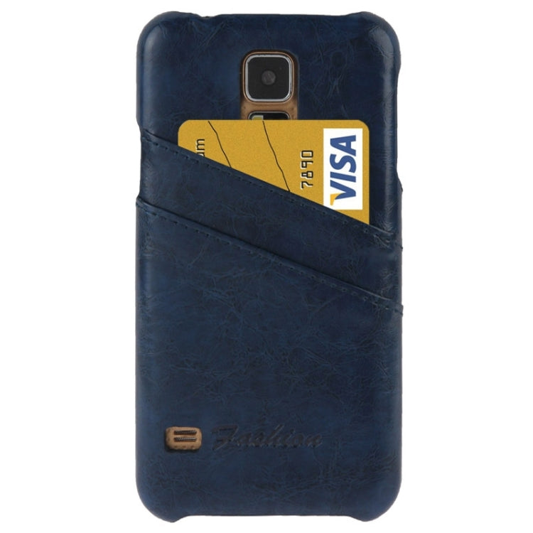 Deluxe Retro PU Leather Back Cover Case with Card Slots with Fashion Logo for Galaxy S5 / G900
