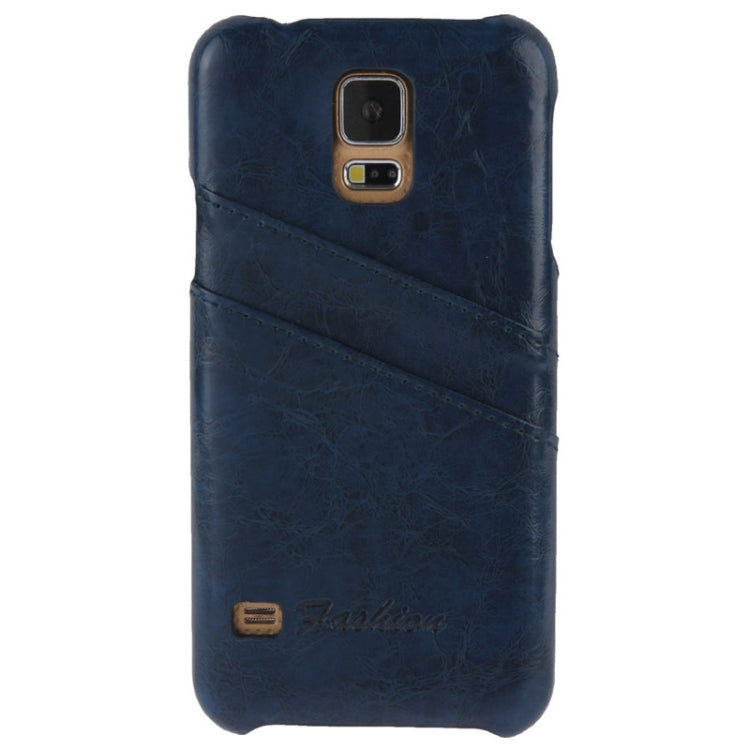 Deluxe Retro PU Leather Back Cover Case with Card Slots with Fashion Logo for Galaxy S5 / G900