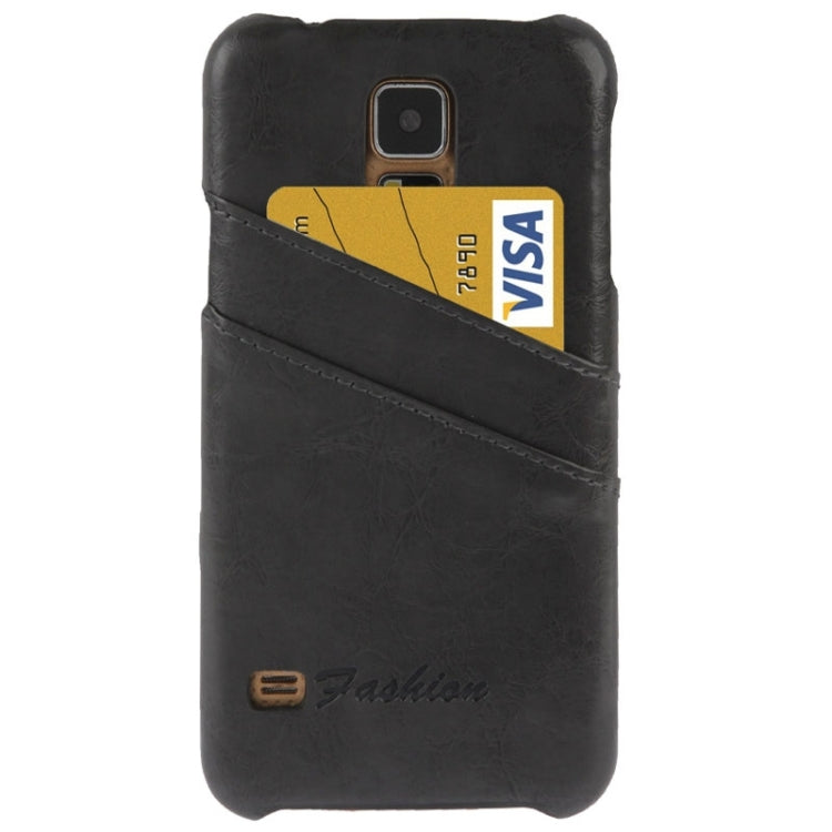 Deluxe Retro PU Leather Back Cover Case with Card Slots with Fashion Logo for Galaxy S5 / G900