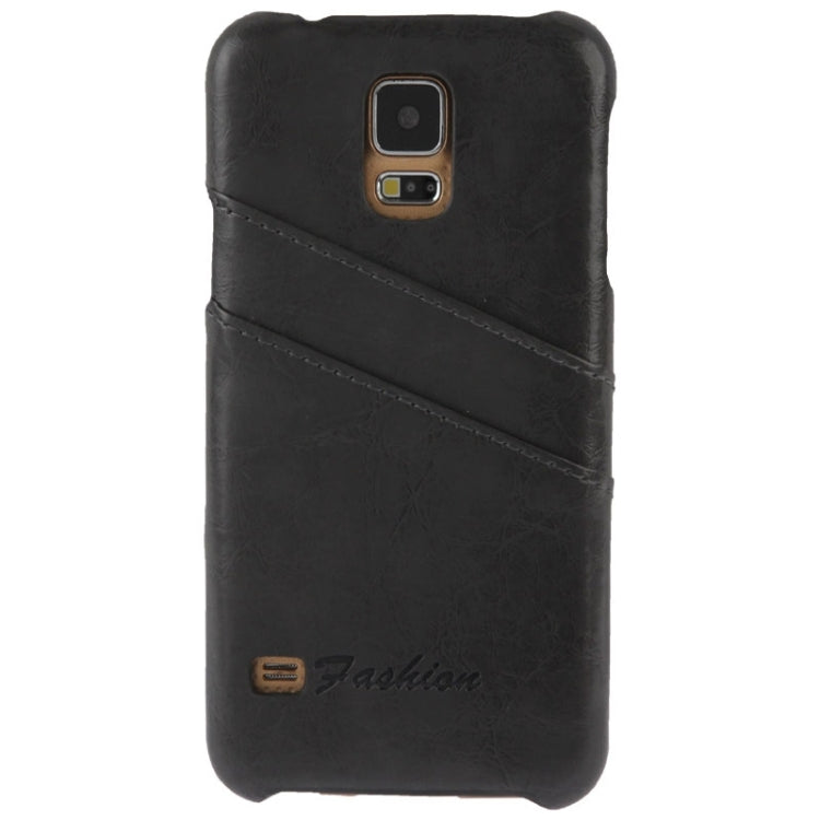 Deluxe Retro PU Leather Back Cover Case with Card Slots with Fashion Logo for Galaxy S5 / G900