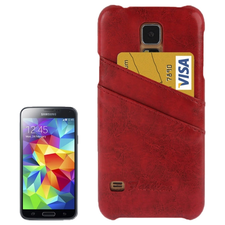 Deluxe Retro PU Leather Back Cover Case with Card Slots with Fashion Logo for Galaxy S5 / G900