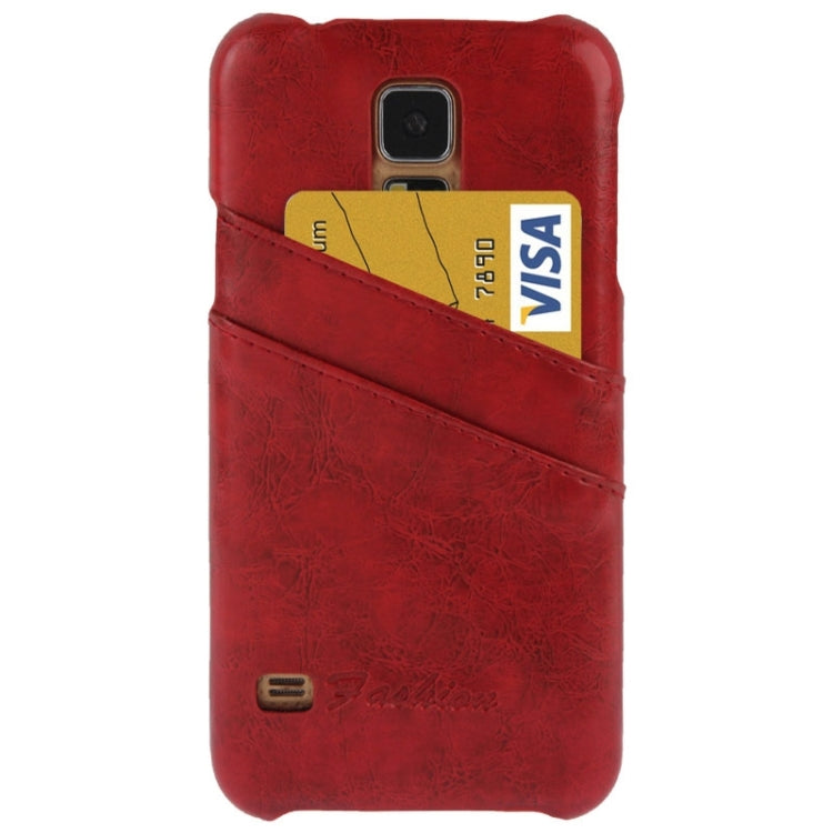 Deluxe Retro PU Leather Back Cover Case with Card Slots with Fashion Logo for Galaxy S5 / G900