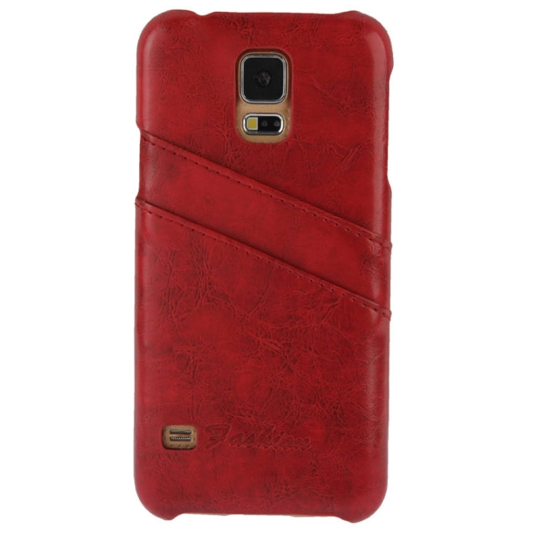Deluxe Retro PU Leather Back Cover Case with Card Slots with Fashion Logo for Galaxy S5 / G900