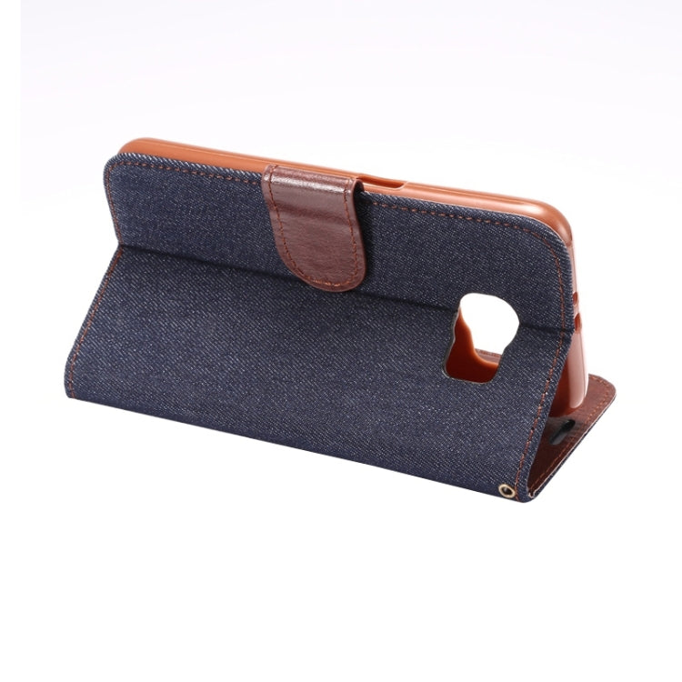 For Galaxy S6 Denim Texture Leather Case with Holder & Card Slots