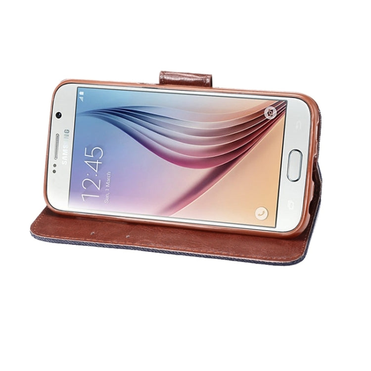 For Galaxy S6 Denim Texture Leather Case with Holder & Card Slots