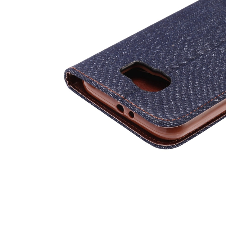 For Galaxy S6 Denim Texture Leather Case with Holder & Card Slots