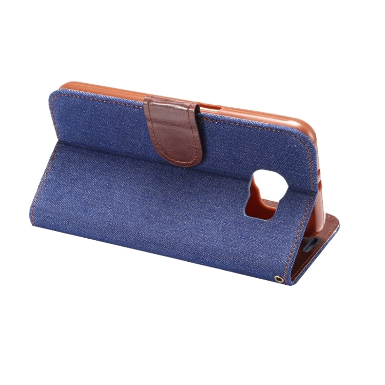 For Galaxy S6 Denim Texture Leather Case with Holder & Card Slots
