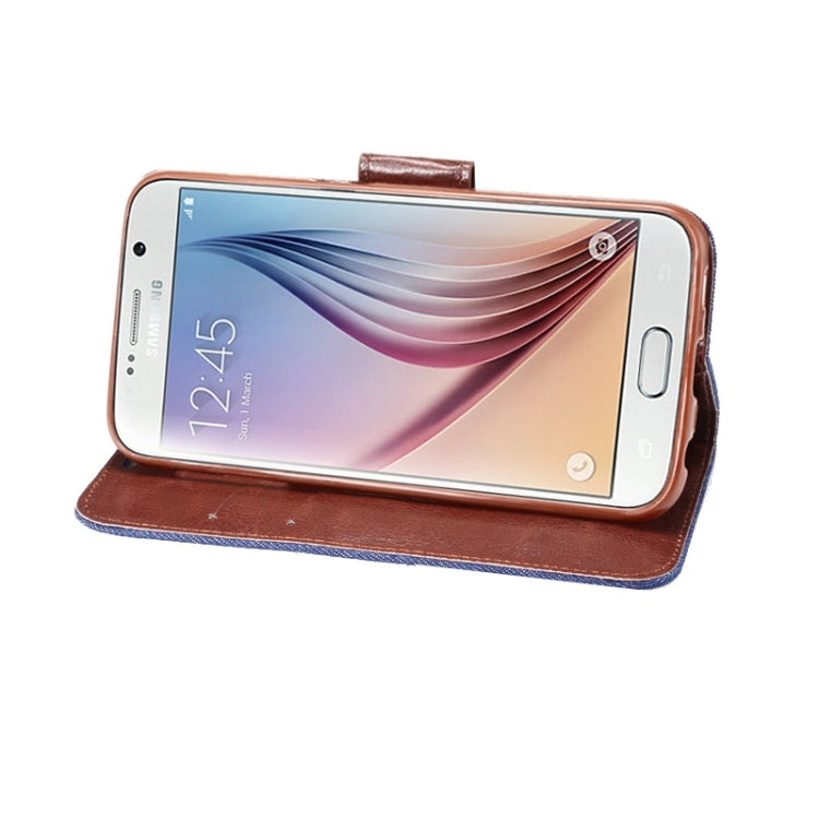 For Galaxy S6 Denim Texture Leather Case with Holder & Card Slots