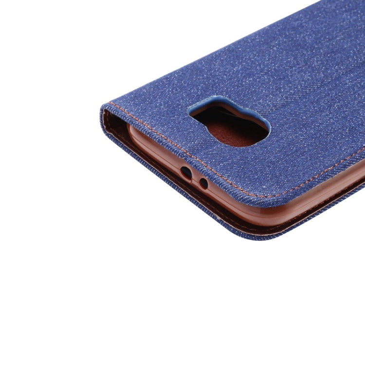 For Galaxy S6 Denim Texture Leather Case with Holder & Card Slots