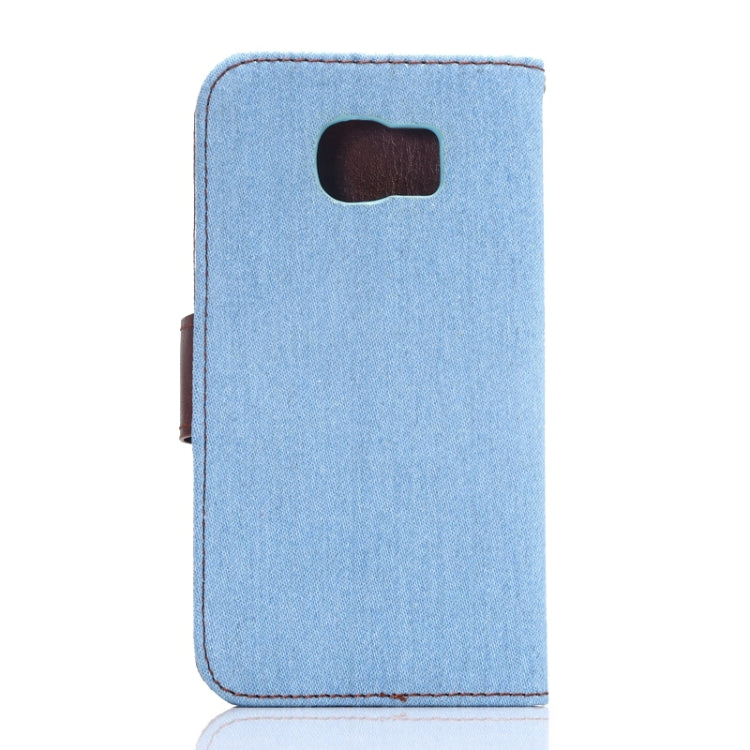 For Galaxy S6 Denim Texture Leather Case with Holder & Card Slots
