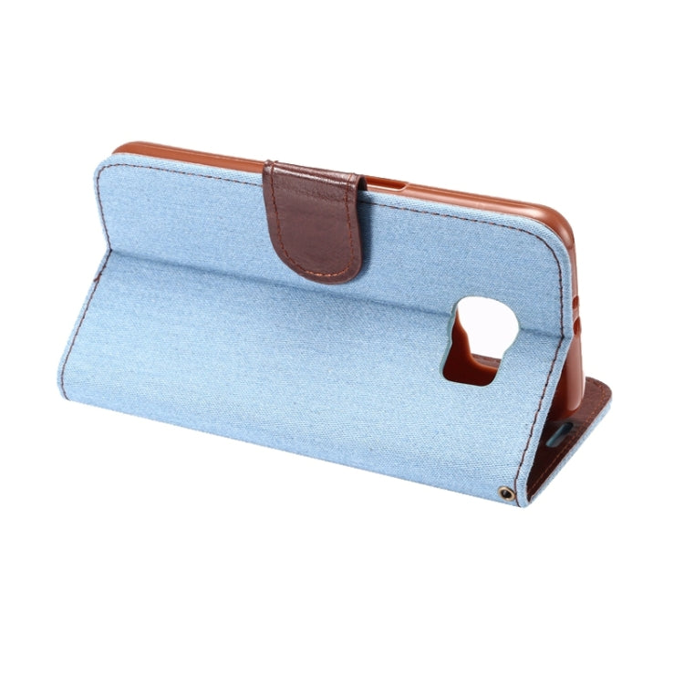 For Galaxy S6 Denim Texture Leather Case with Holder & Card Slots
